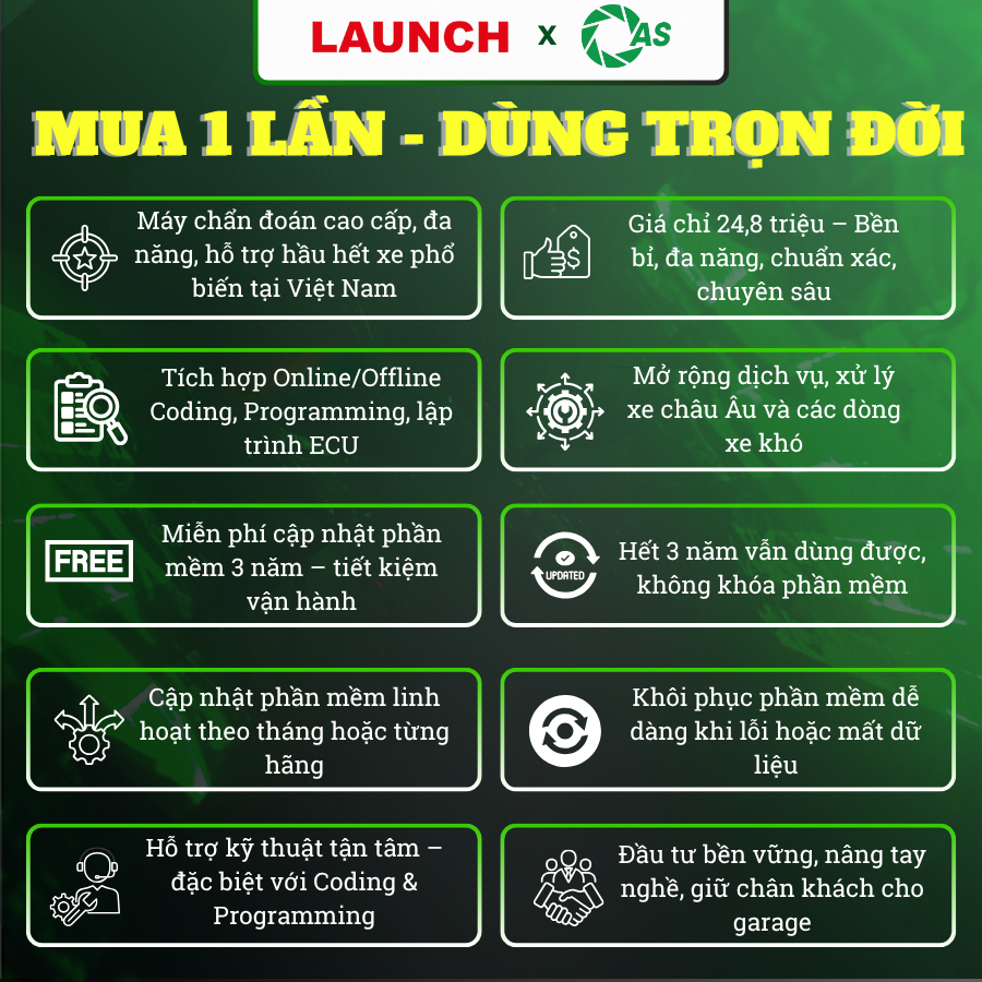 Mua máy chẩn đoán LAUNCH X431 PRO3 OCP DÙNG TRỌN ĐỜI