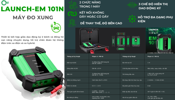 LAUNCH EM101N EV - Thiết Bị Đo Điện Vạn Năng Và Đo Xung Xe Điện (2 kênh)